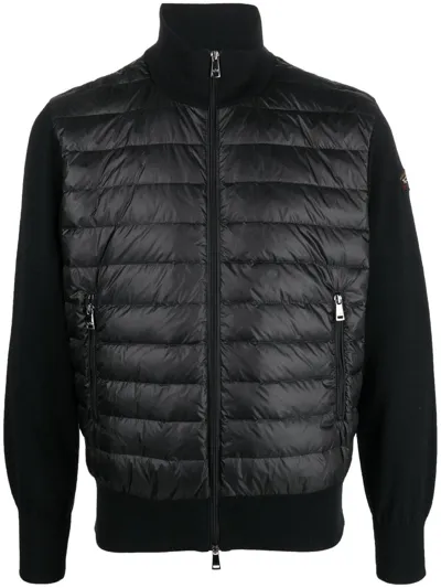 Paul & Shark Padded-panel Knitted Jacket In Black