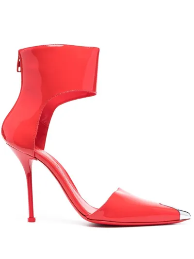 Alexander Mcqueen 115mm Metallic Toe-cap Detail Pumps In Red