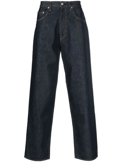 Auralee Indigo Hard Twist Jeans In Blue