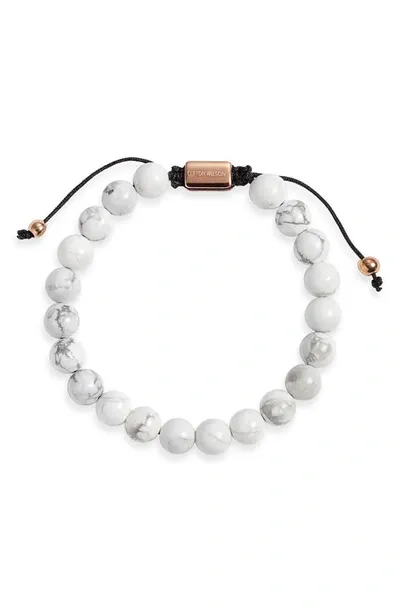 Clifton Wilson Tiger's Eye Beaded Bracelet In White