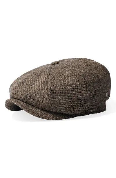 Brixton Brood Wool Blend Driving Cap In Dark Toffee