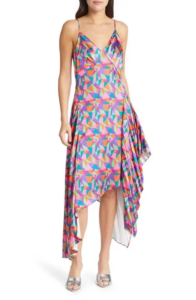 Area Stars Geo Print Handkerchief Hem Dress In Multi