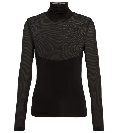 Citizens Of Humanity Francesca Mesh Turtleneck Top In Black