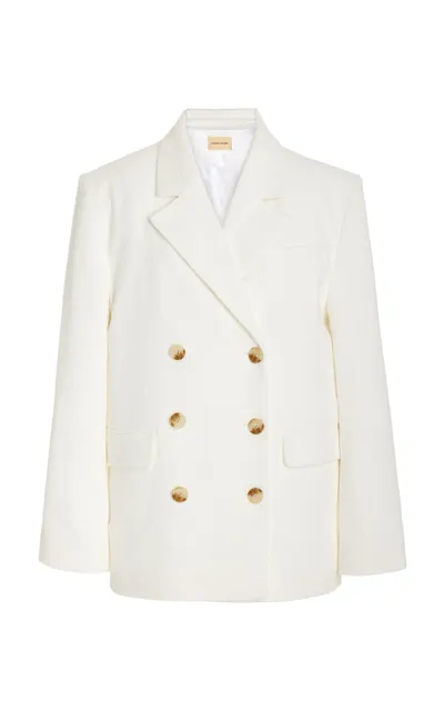 Loulou Studio Viuva Double-breasted Wool Blazer In White