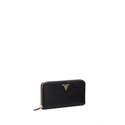 Prada Portefeuille En Cuir Saffiano In Black