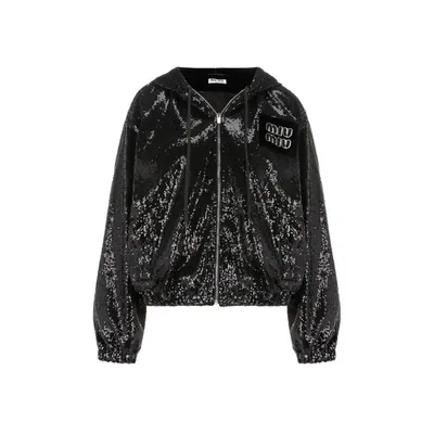 Miu Miu Sequinned Hooded Jacket