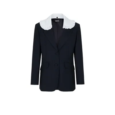 Miu Miu Virgin Wool And Mohair Blazer With Contrasting Collar