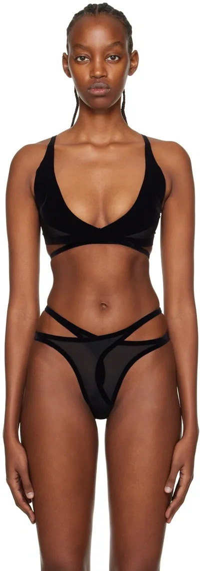 Wolford Mugler X  Flocked Shaping Bra In Black