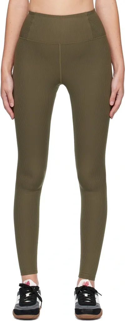 Girlfriend Collective Khaki Compressive Rib Sport Leggings In Cypress