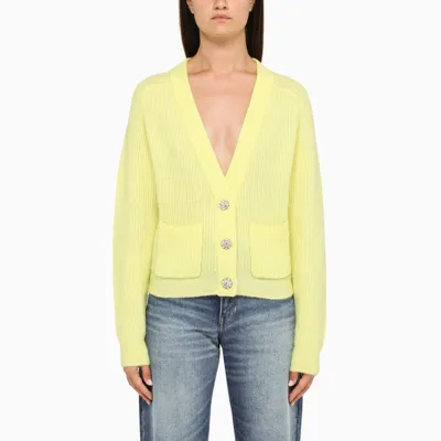 Ganni Button-front Alpaca Cardigan In Elfin Yellow