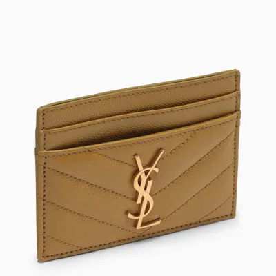 Saint Laurent Yellow Monogram Credit Card Holder In Multicolor