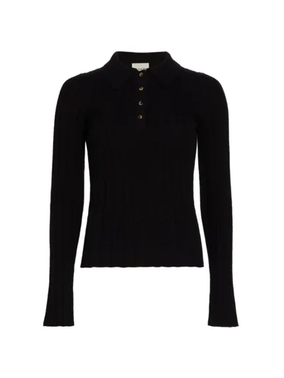 Khaite Hans Polo Cashmere Sweater In Black