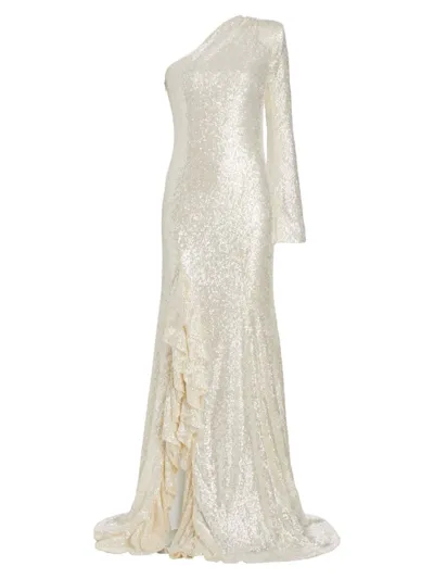 Cinq À Sept Cinq A Sept Angeline Embellished One-shoulder Gown In Alabaster