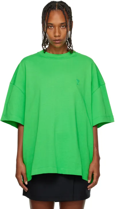 Ami Alexandre Mattiussi Green Ami De Cœur T-shirt In 300 Green