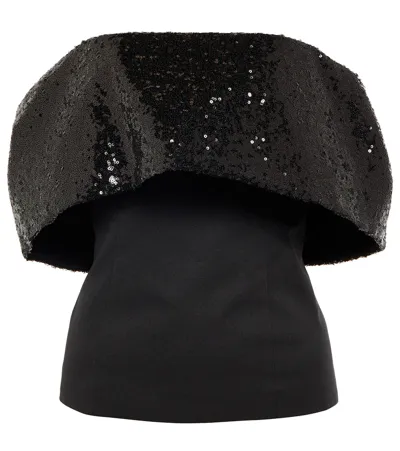 Staud Giselle Sequined Off-shoulder Top In Black