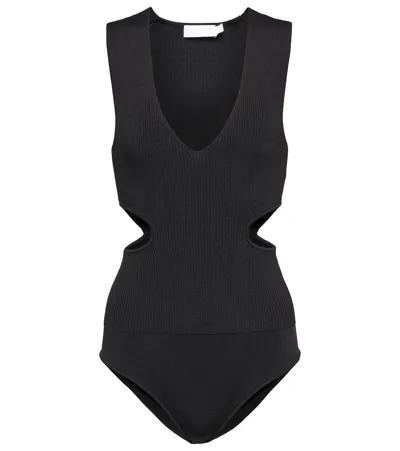 Jonathan Simkhai Shelbi Ribbed-knit Bodysuit In Black