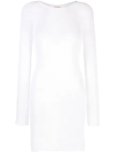 Ambra Maddalena White Andy Open-knit Mini Dress