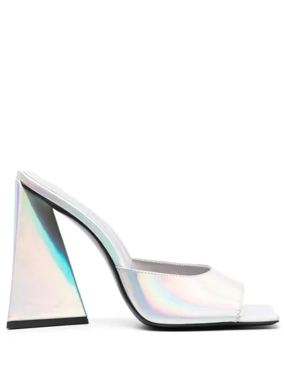 Attico Silver Devon 115 Patent Leather Mules