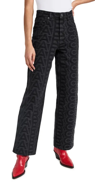 Marc Jacobs Monogram Denim Pants In Black