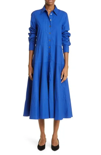 Co Patch-pocket Tiered Midi Shirtdress In Azure