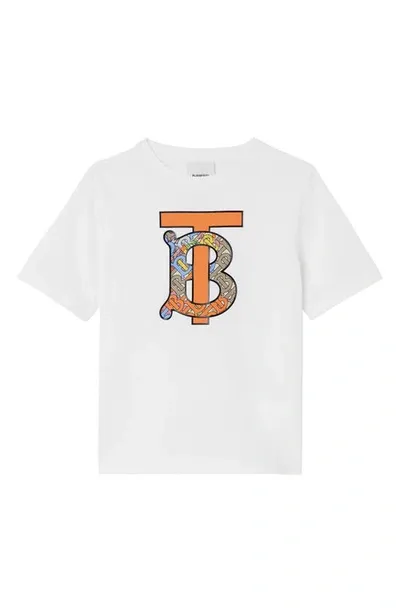 Burberry Kids' Monogram Print Organic Cotton T-shirt In White