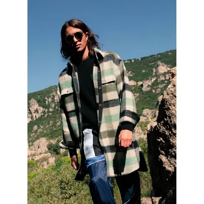 Rick Owens Alpaca And Wool Check Shirt In ["grey"/ "multicolor"]