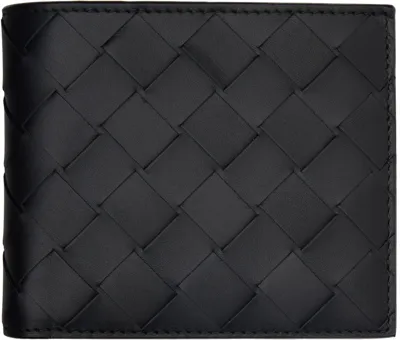 Bottega Veneta Black Bi-fold Wallet In Brown