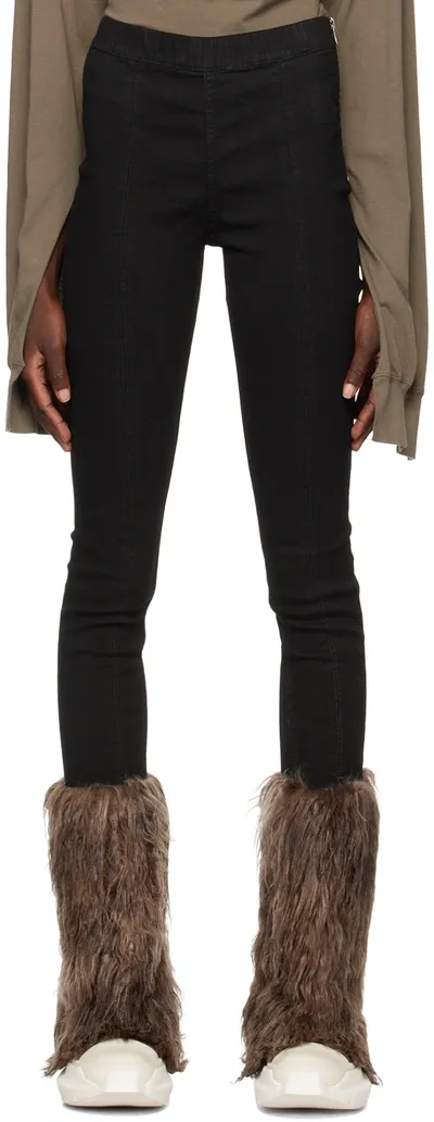 Rick Owens Drkshdw Black Slit Front Jeans In 09 Black