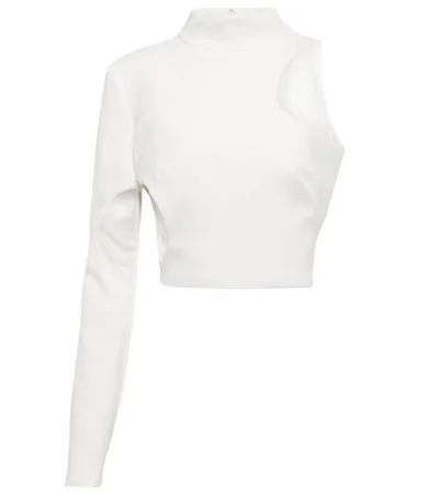 Monot Asymmetric Cutout Cropped Top In White