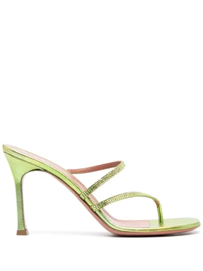 Amina Muaddi 105mm Crystal-embellished Sandals In Green