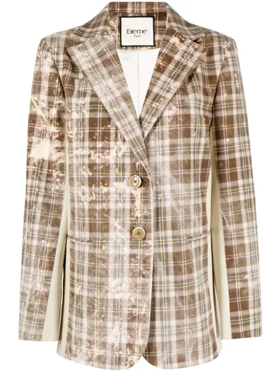 Elleme Neutral Check Single-breasted Blazer In Neutrals