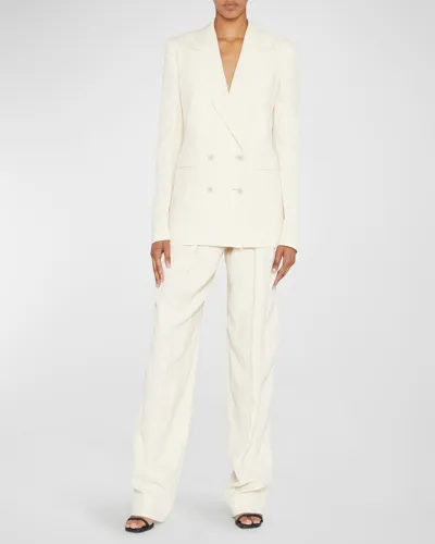 Stella Mccartney Double-breasted Blazer Jacket In Buttermilk Cream