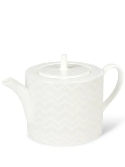 Missoni Porcelain Zig-zag Pattern Teapot In White