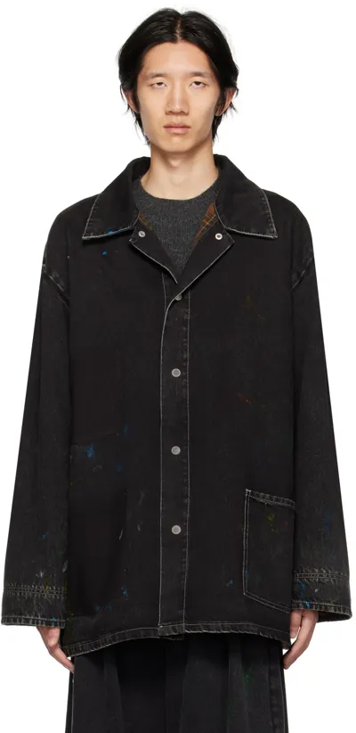 Maison Margiela Black Paint Denim Jacket In 900 Black