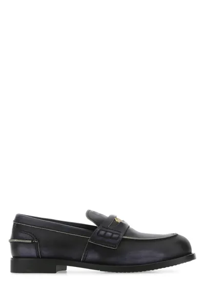 Miu Miu Logo Classic Loafers In Black