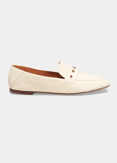 Chloé Aurna Leather Loafers In Beige