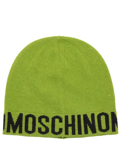 Moschino Cashmere Beanie In Green