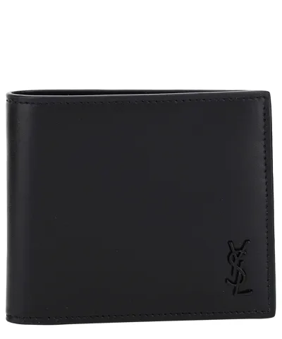 Saint Laurent Cassandre Tiny Wallet In Black