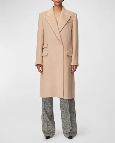 Another Tomorrow Double-faced Tailored Trench Coat In Camel