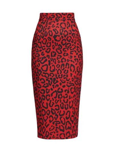 Dolce & Gabbana Leopard-print Midi Skirt In Leo Nero Fdo Rosso