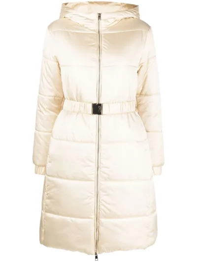 Liu •jo Belted Satin Puffer Jacket In Neutrals