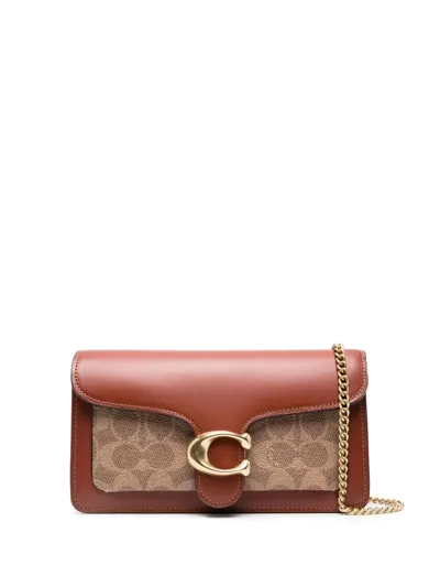 Coach Logo-plaque Crossbody Bag In Saddle Brown