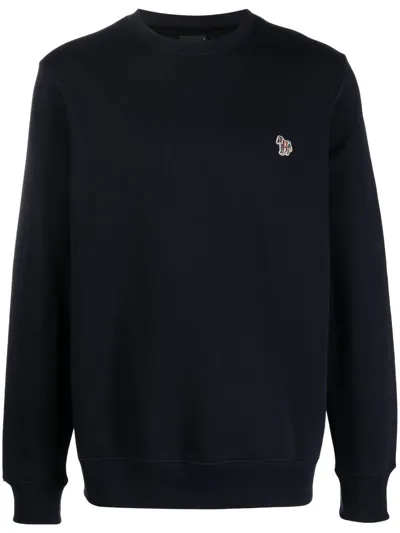 Paul Smith Zebra Logo-patch Sweatshirt In Blue