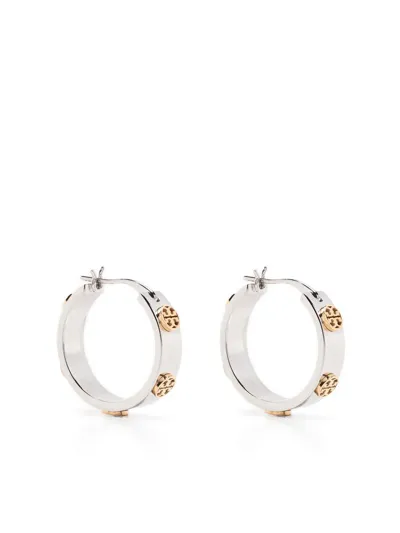 Tory Burch Miller Huggie Earrings In Silver