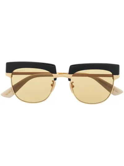 Gucci Colour-block Tinted-lens Sunglasses In Gold