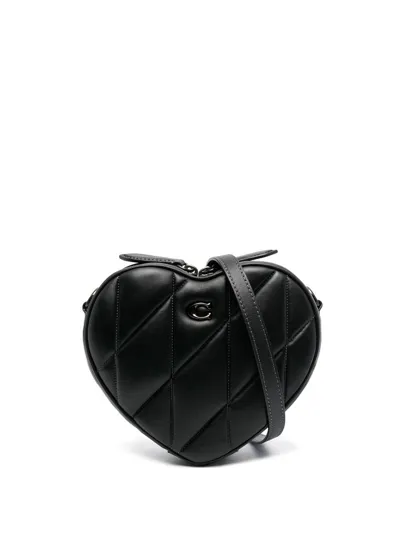 Coach Heart Crossbody With Quilting In Black