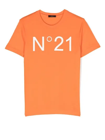 N°21 Kids' Logo-print T-shirt In Orange