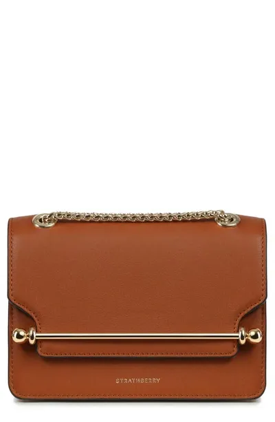 Strathberry Mini East/west Leather Shoulder Bag In Chestnut