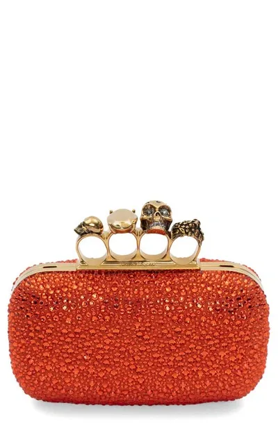 Alexander Mcqueen Clutch Mit Verziertem Totenkopf In Orange