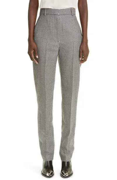 Alexander Mcqueen Houndstooth Crop Cigarette Trousers In Black Ivory